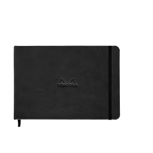 Rhodia 118179C - Rigid Notebook Webnotebook Black Landscape - A5-192 pages - Plain Ivory Clairefontaine Paper 90 g/m - Bookmark, Elastic Closure - Faux Leather Cover