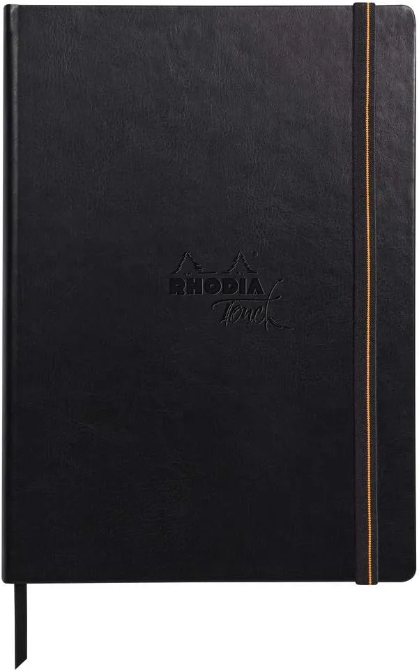 RHODIA Touch 116128C - Rigid Notebook Pen&Inkwash Book A4-64 Pages - Clairefontaine Paper Lavis Technique Uni Blanc 200 g/m - for Pencil Drawing, Felt Pen, Charcoal, Gouache, India Ink