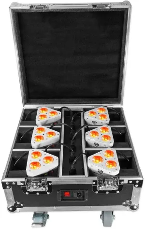 Rockville (6) Battery Wireless Par Lights Charging Case (ROCKWEDGE PACKAGE WHITE)