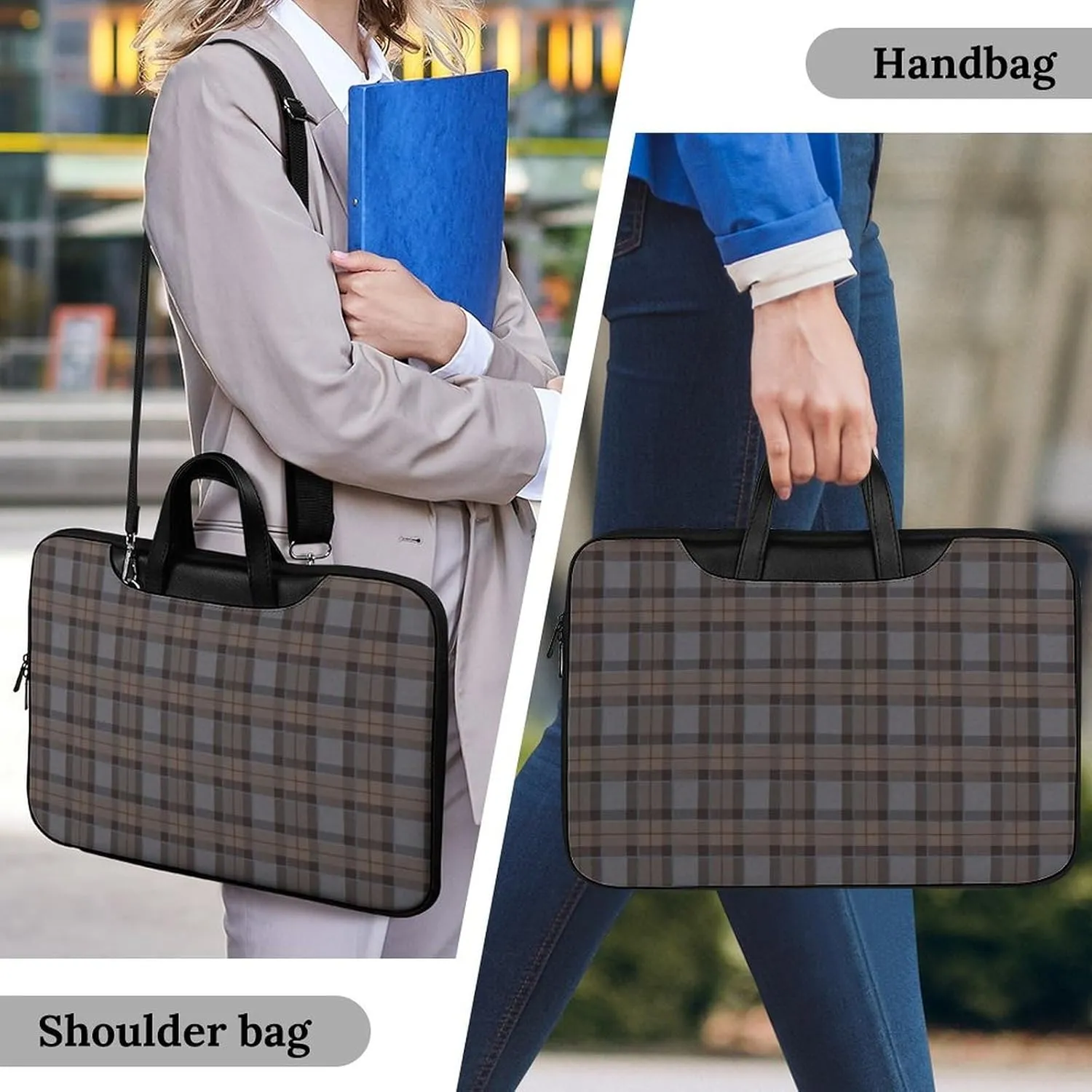 Ross Red Tartan Clans Handheld Single Shoulder Crossbody Laptop Bag Unisex