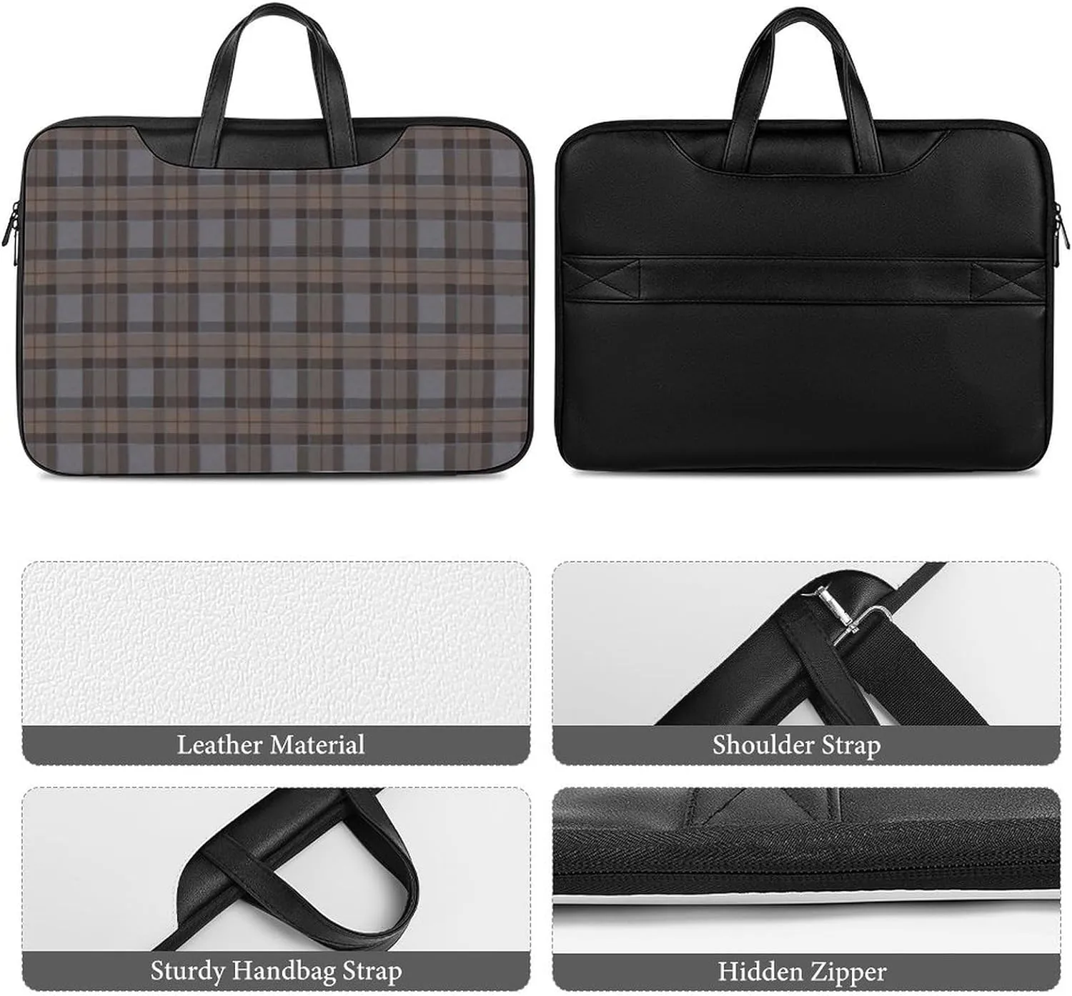 Ross Red Tartan Clans Handheld Single Shoulder Crossbody Laptop Bag Unisex