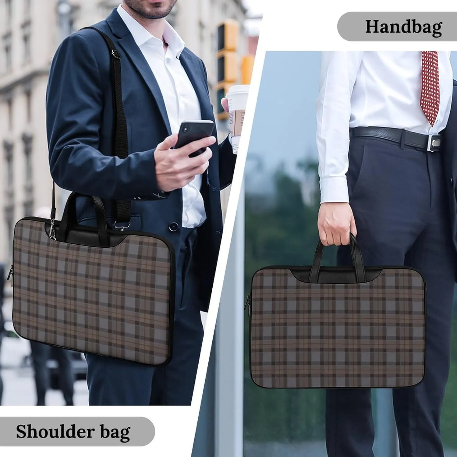 Ross Red Tartan Clans Handheld Single Shoulder Crossbody Laptop Bag Unisex