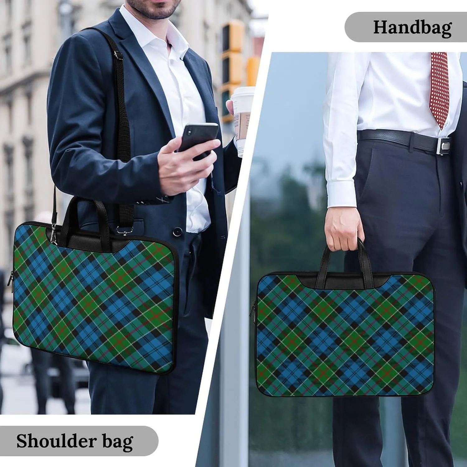Royal Stewart Tartan Handheld Single Shoulder Crossbody Laptop Bag Unisex