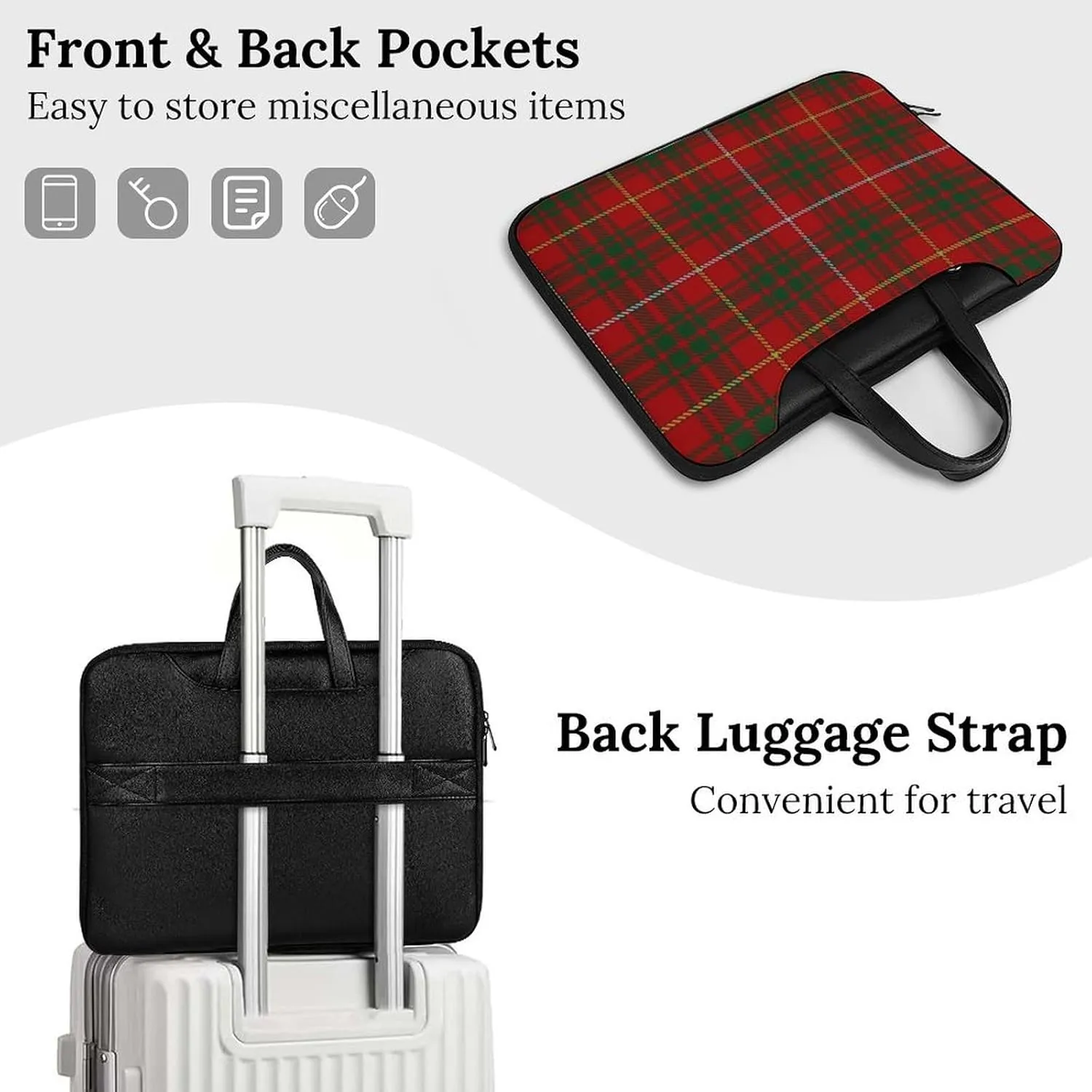 Royal Stewart Tartan Handheld Single Shoulder Crossbody Laptop Bag Unisex