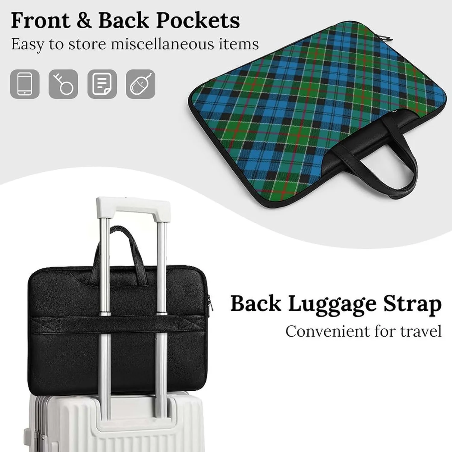 Royal Stewart Tartan Handheld Single Shoulder Crossbody Laptop Bag Unisex