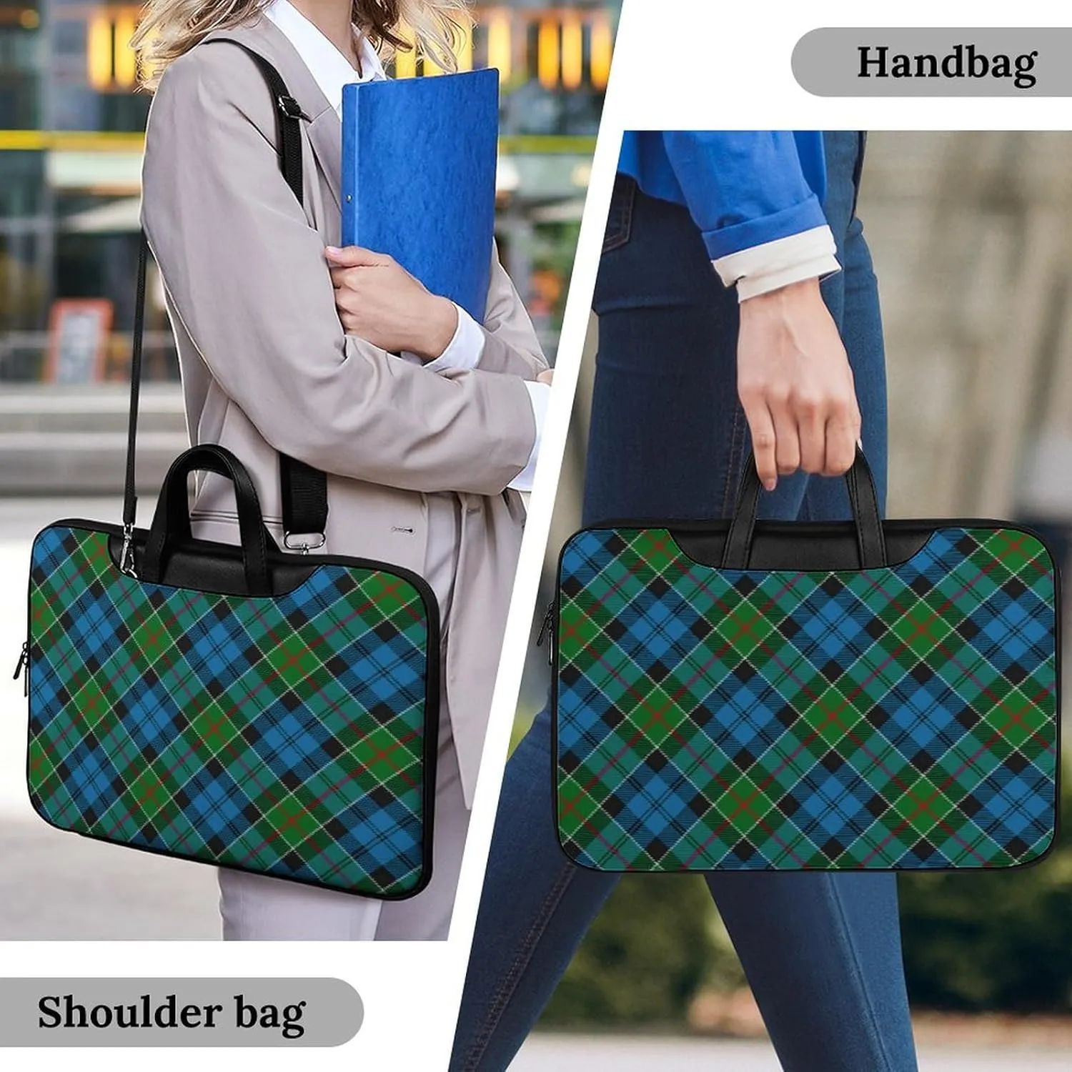 Royal Stewart Tartan Handheld Single Shoulder Crossbody Laptop Bag Unisex