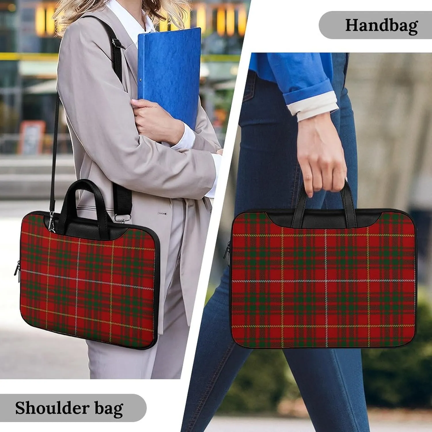 Royal Stewart Tartan Handheld Single Shoulder Crossbody Laptop Bag Unisex