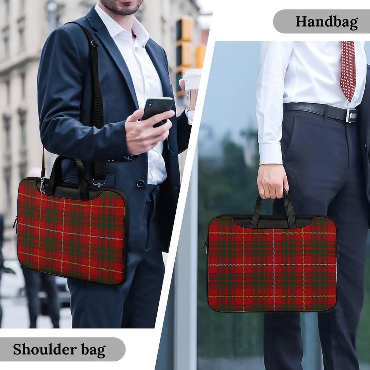 Royal Stewart Tartan Handheld Single Shoulder Crossbody Laptop Bag Unisex