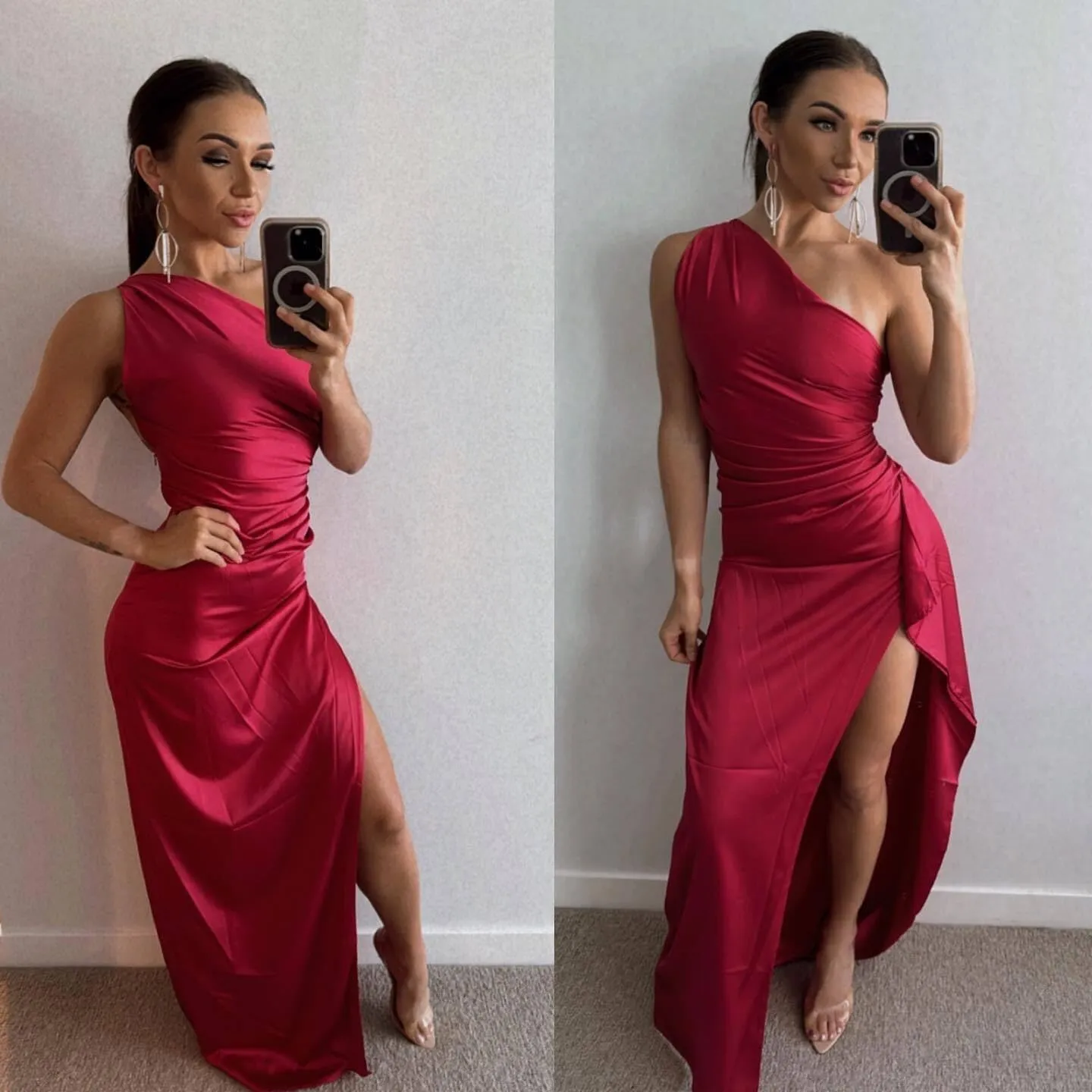 RYANTH Satin Bridesmaid Dresses for Women One Shoulder Wedding Guest Dress Prom 2025 Mermaid Formal Evening Gowns ZL-014