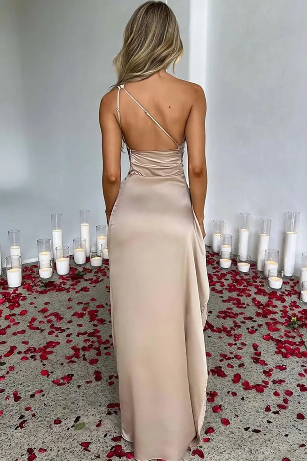 RYANTH Satin Bridesmaid Dresses for Women One Shoulder Wedding Guest Dress Prom 2025 Mermaid Formal Evening Gowns ZL-014