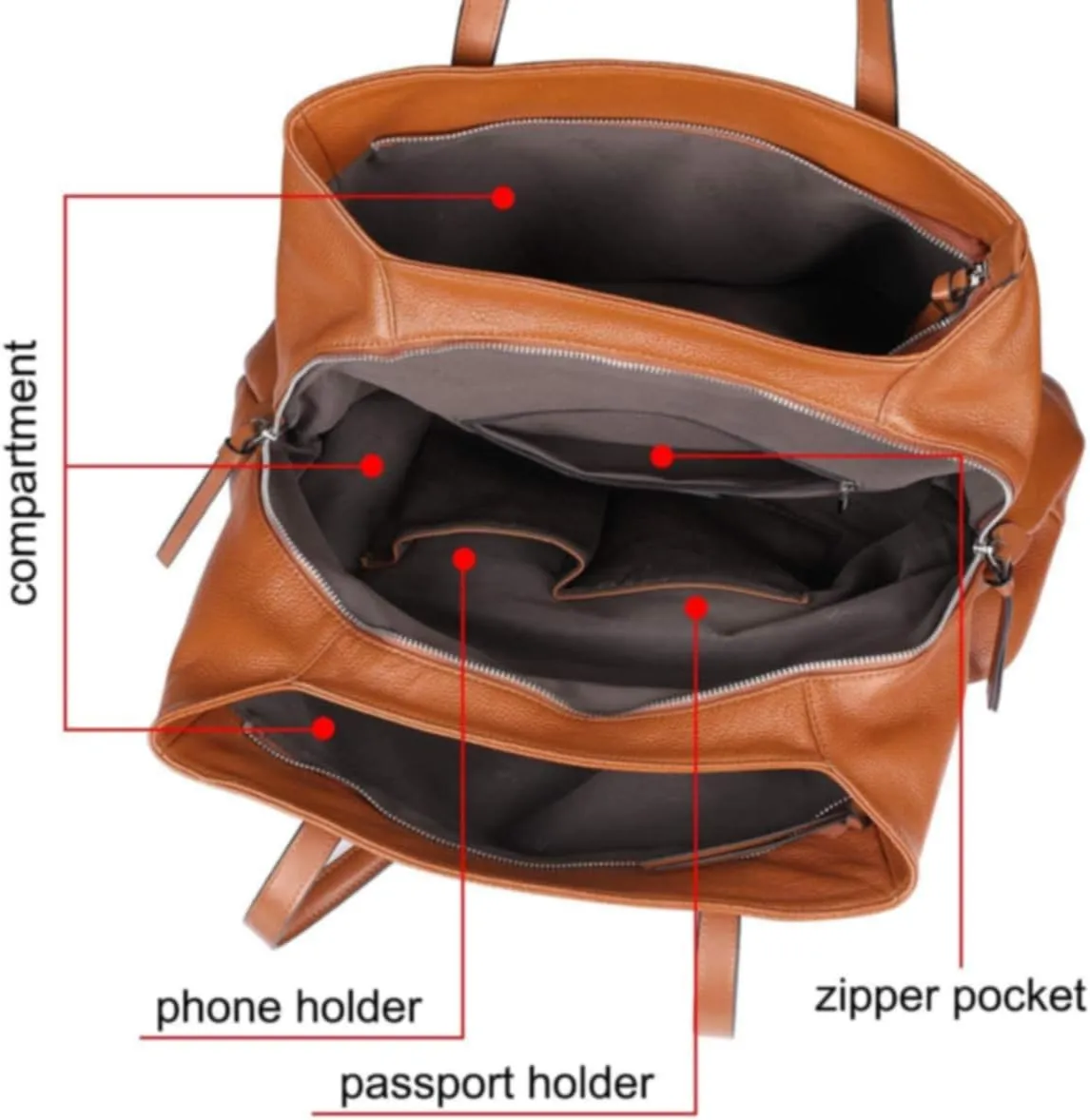 S-ZONE Women Soft Genuine Leather Handbag Large Capacity Shoulder Hobo Bag Fit for 13'' Laptop