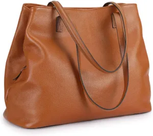 S-ZONE Women Soft Genuine Leather Handbag Large Capacity Shoulder Hobo Bag Fit for 13'' Laptop