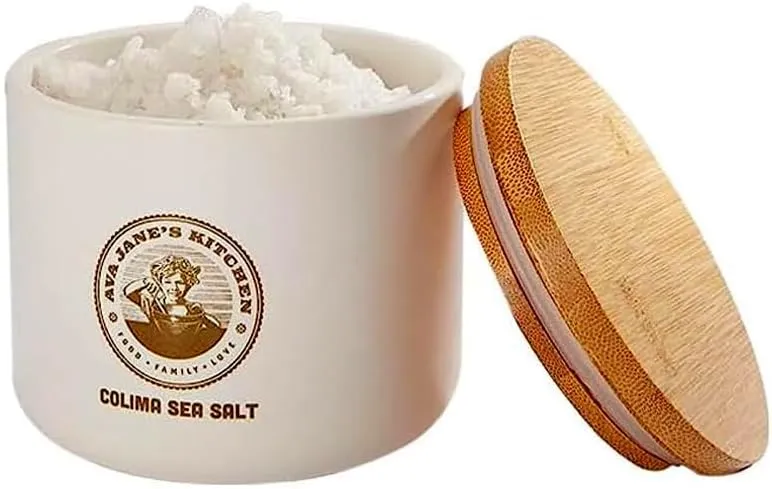 Salt Cellar - Colima Sea Salt Container with Lid Elegant Kitchen Salt Holder - Salt Jar with Cover Perfect for Keeping Table Salt, Spice, Gourmet Salt and Salt Pot