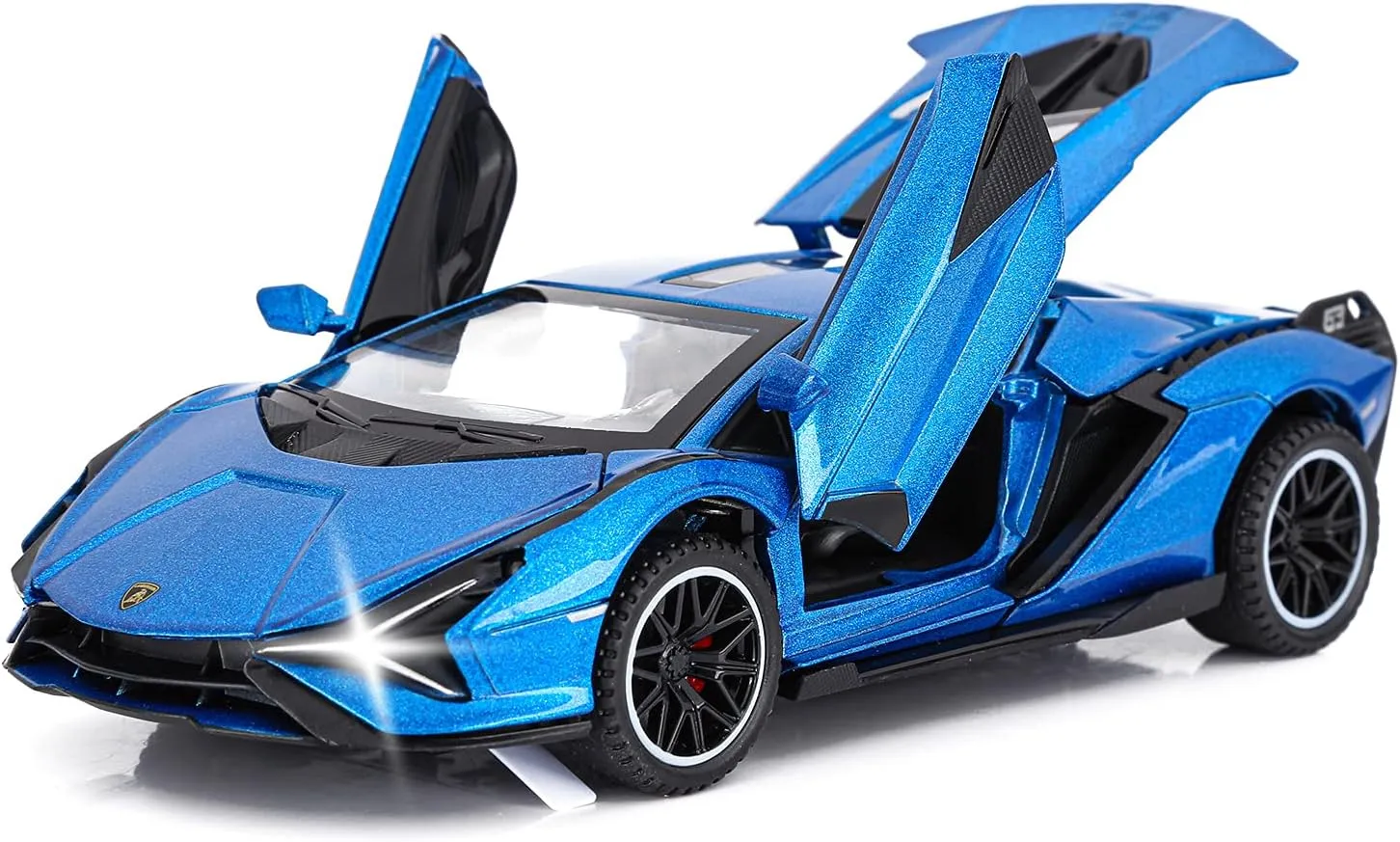 SASBSC Lambo Toy Cars Sian Fkp37 Diecast Metal Model Car with Light and Sound Pull Back Car Toys for Boys Age 3   Year Old (Blue)