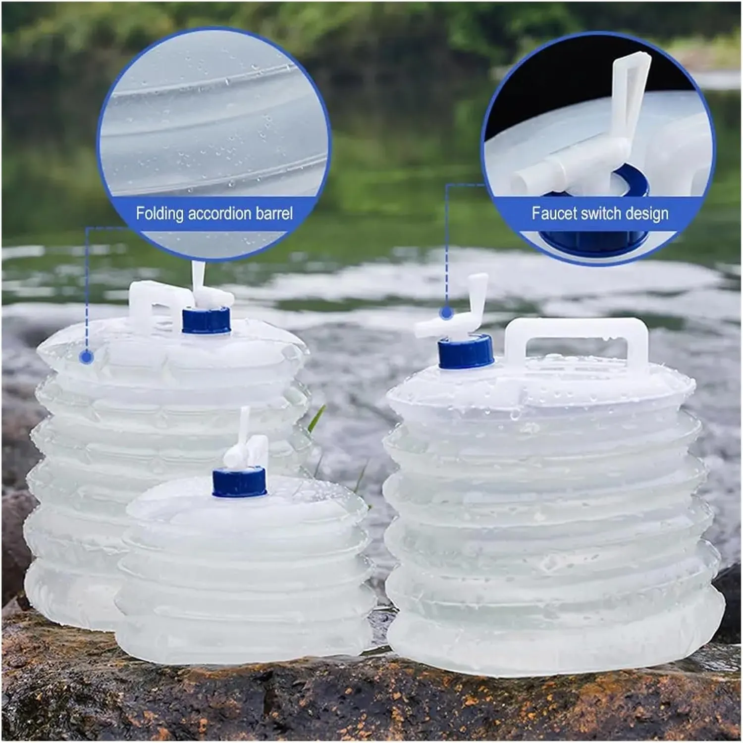 SBTRKT Outdoor Portable Collapsible Water Container 5/10/15L Large Capacity Foldable Water Bag Outdoor Bucket Bottle (Color : 10L)