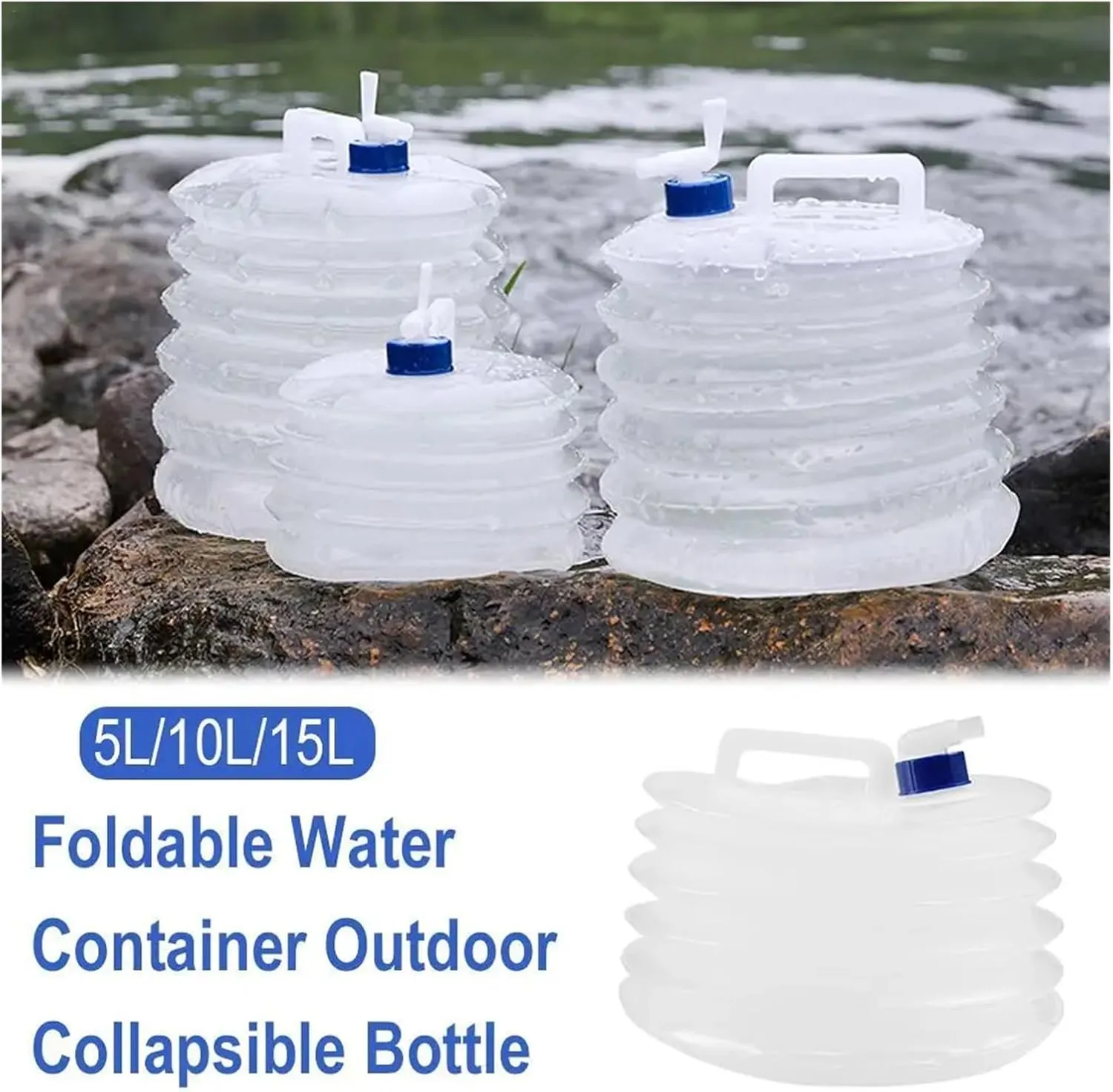 SBTRKT Outdoor Portable Collapsible Water Container 5/10/15L Large Capacity Foldable Water Bag Outdoor Bucket Bottle (Color : 10L)