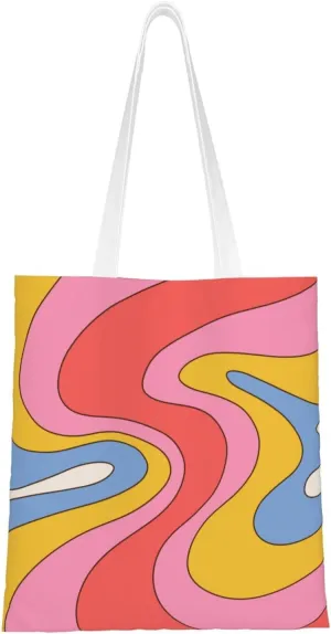 Seamless Diagram Tote Bag for Women Canvas Shopping Bags Reusable Large Capacity Casual Shoulder Handbags Grocery Bags DIY Gift Bags