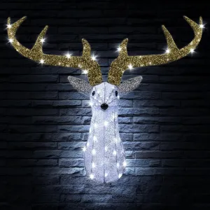 Senneny Lighted Christmas Reindeer Head Decorations Plug in, Hanging Deer Wall Decor Prelit 100 Lights 8 Flashing Effects and Timer, Light Up Stag Head for Outdoor Roof, Walls, Door, Window (48 Inch)