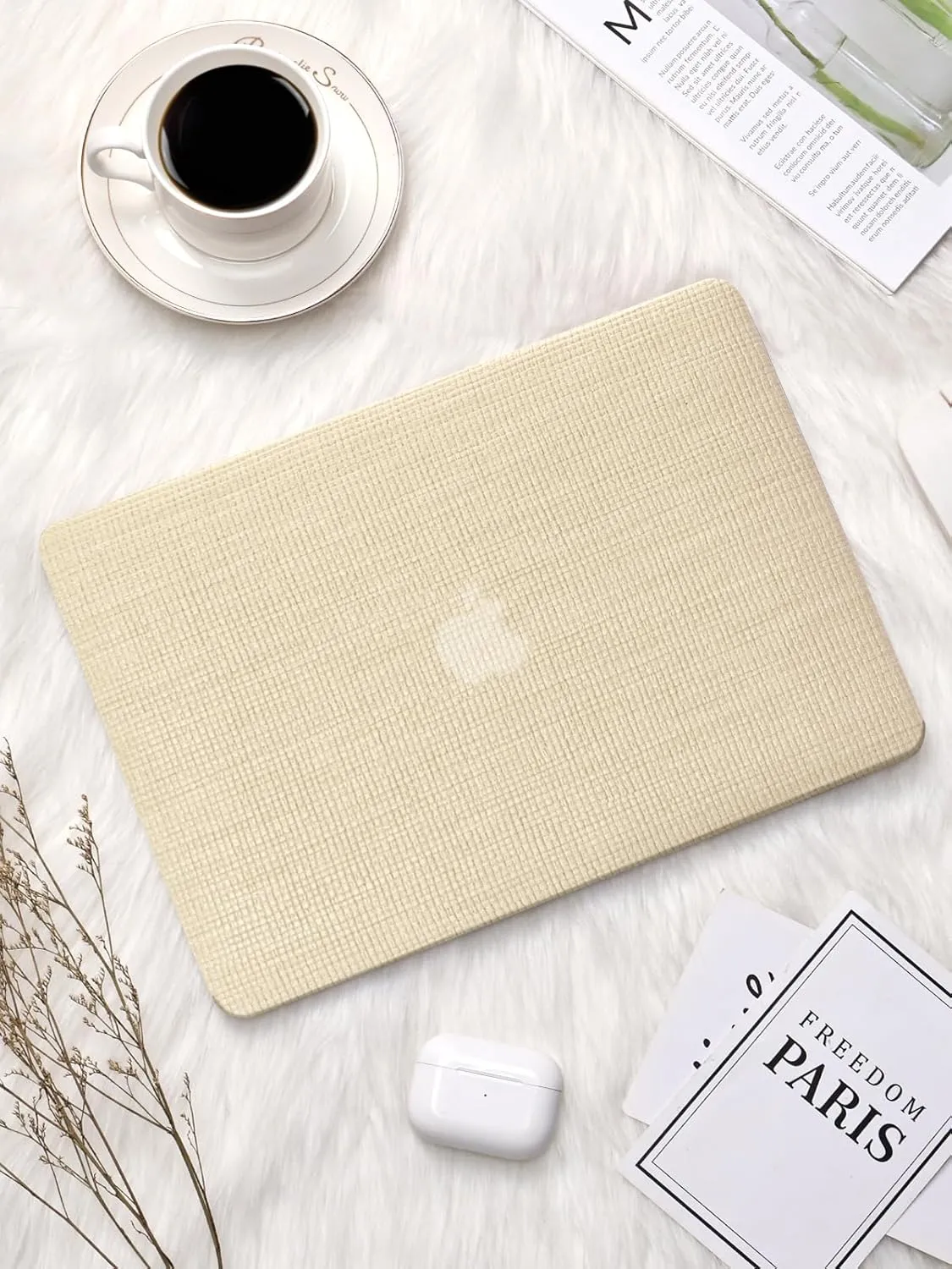 Seorsok Compatible for MacBook Pro 14 inch Case 2024-2021 M4 M3 Pro/Max A3112 A3185 A3401 A2918 A2992 M2 A2779 M1 A2442,Elegant Leather Plastic Hard Shell Case with Keyboard Cover,Khaki Woven