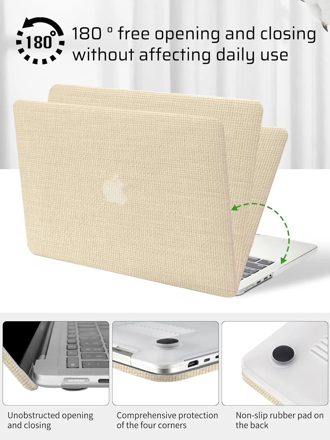 Seorsok Compatible for MacBook Pro 14 inch Case 2024-2021 M4 M3 Pro/Max A3112 A3185 A3401 A2918 A2992 M2 A2779 M1 A2442,Elegant Leather Plastic Hard Shell Case with Keyboard Cover,Khaki Woven