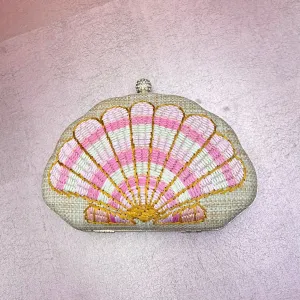 Shell Embroidered Clutch Purse