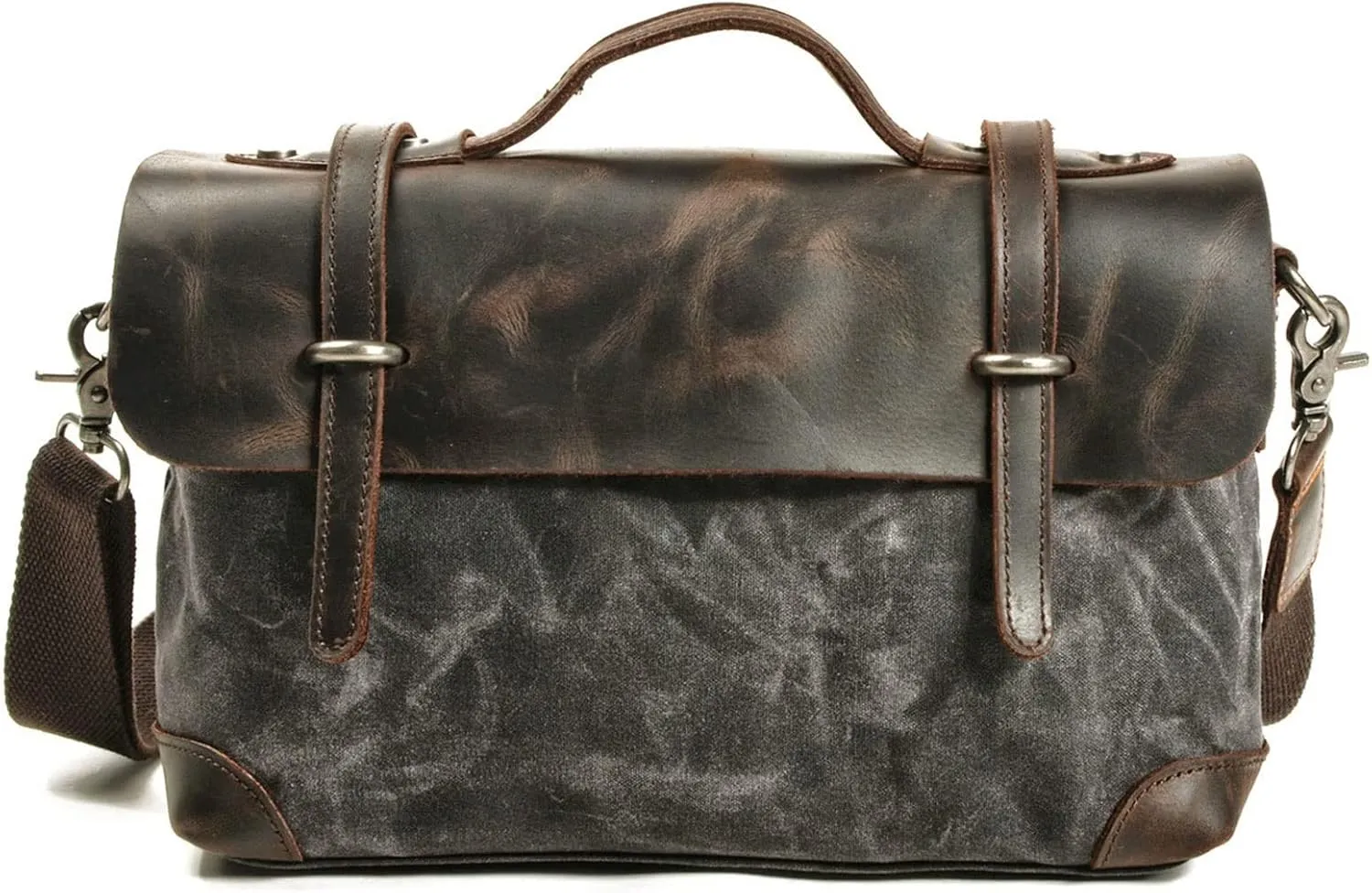 Shoulder Bags Bag Horizontal Shoulder Slung Portable Leisure Locomotive Bag Business Briefcase Canvas Leather