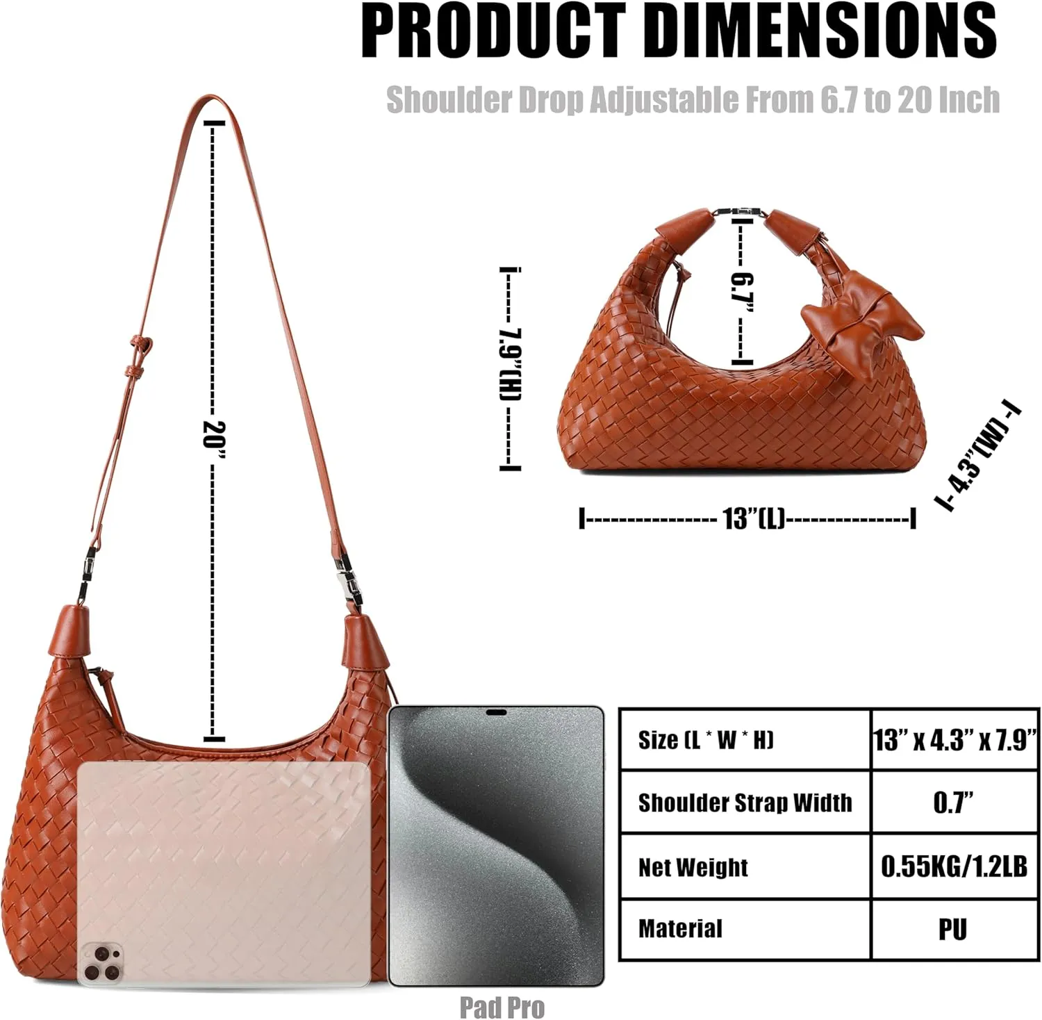 Shoulder Handbags for Women Woven Leather Crossbody Bags for Women Cute Clutch Hobo Handbag Trendy Crescent Bag