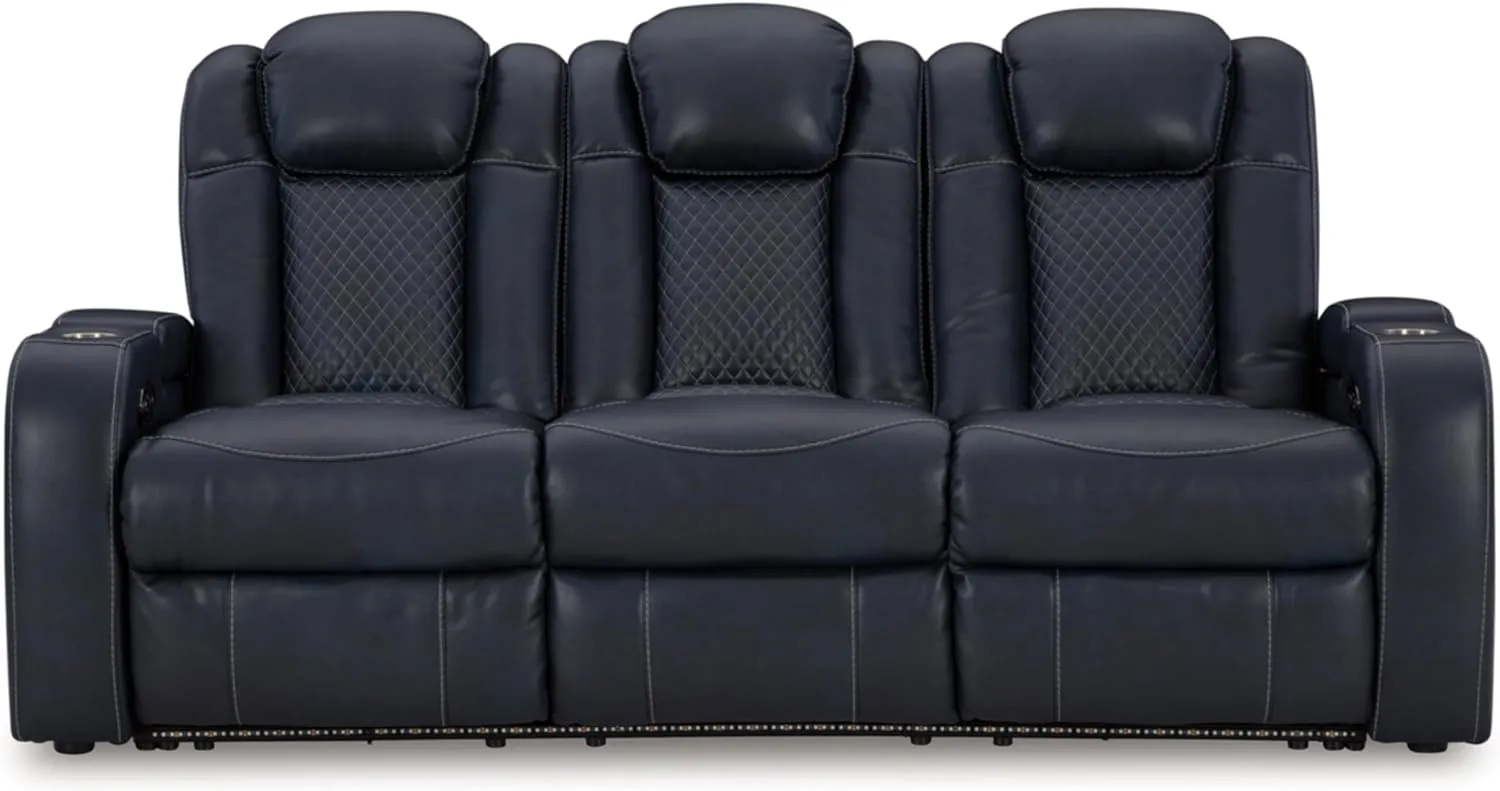 Signature Design by Ashley Fyne-Dyme Contemporary Power Reclining Sofa with USB Charging Ports and Adjustable Headrest, Blue