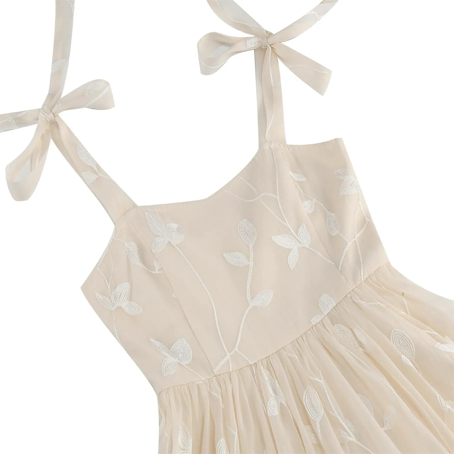 Silk Embroidered Dress for Women Bow Tie Spaghetti Strap Tulle Prom Dress 50s A line Cocktail Evening Party Dresses