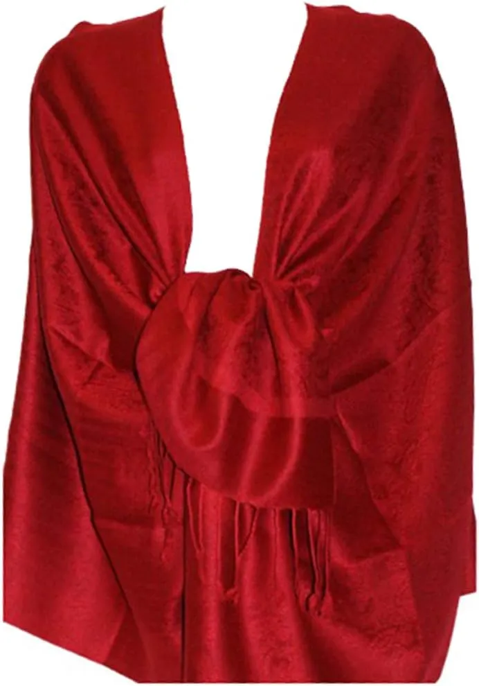 SILVERFEVER Women’s Shawl Vintage Jacquard Paisley Pashmina Special Occasion Wrap Evening Scarf Double Sided Stole