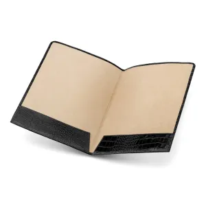 Simple Leather Document Folder - Black Croc-Effect