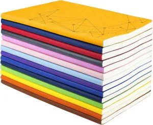 SINOBAND 4 Pack Notebooks for journaling,Colorful Subject Notebooks Set with Geometric Graphics Pattern,PU Leather Notebook writing journals with lined paper for School and Office(Random Colors)