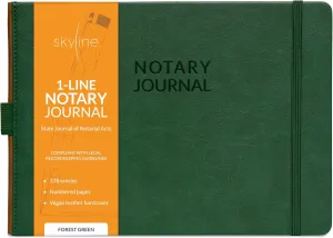 Skyline 1-Line Notary Journal – Official Notary Public Record Book – Log Book for Notarial Acts & Records – Notary Supplies, 10x7″ (Forest Green)