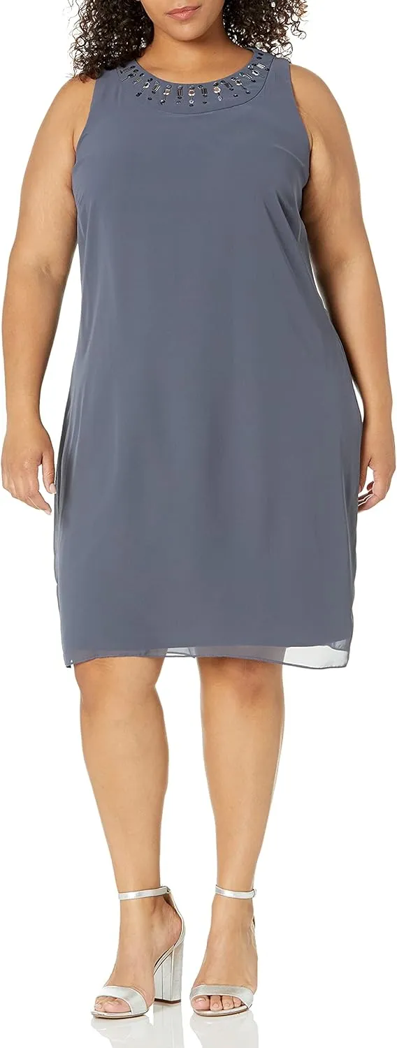 S.L. Fashions Women's Plus Size Sheath Dress and Sheer Jacket