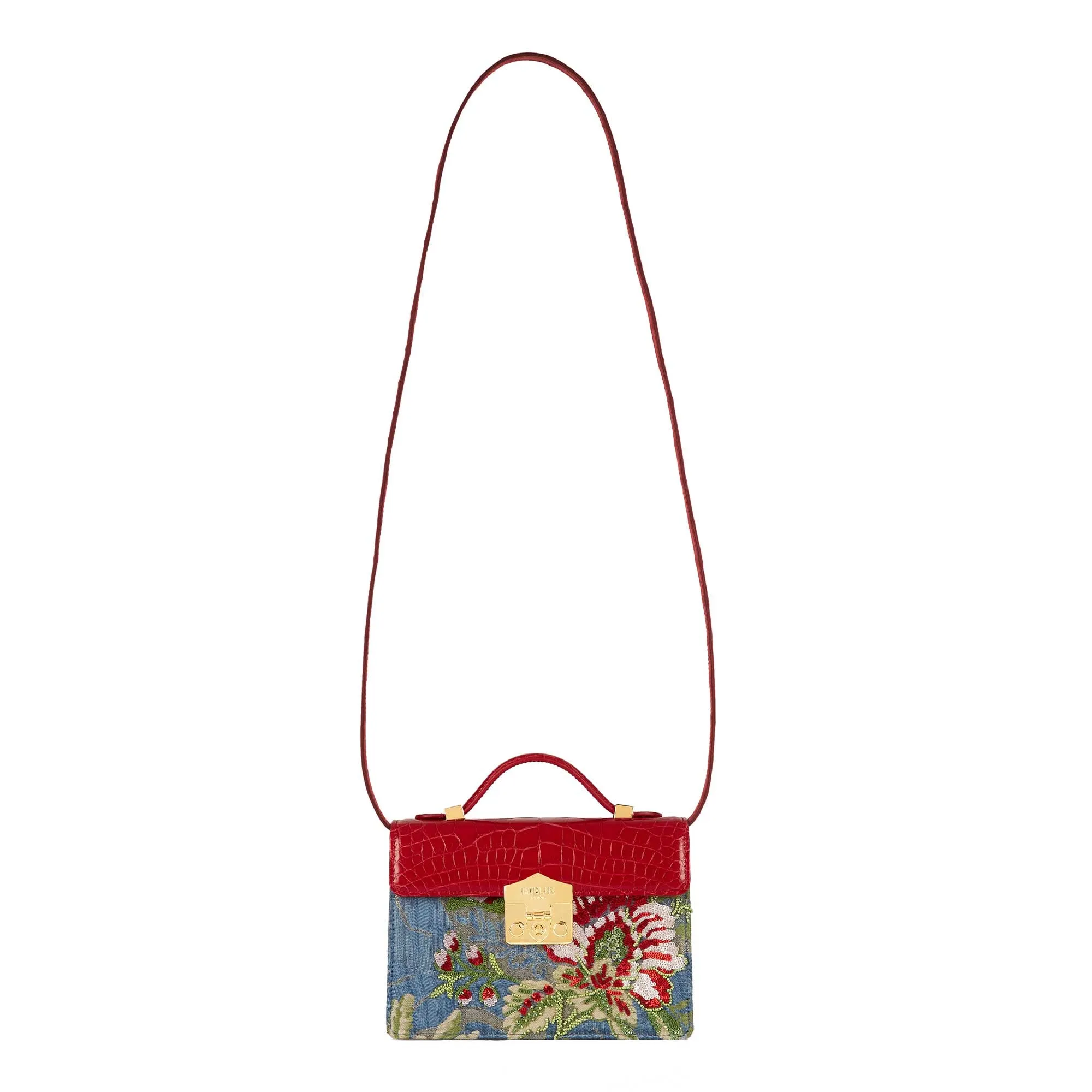 Small Flash Natale Bag in Light Blue Lampas
