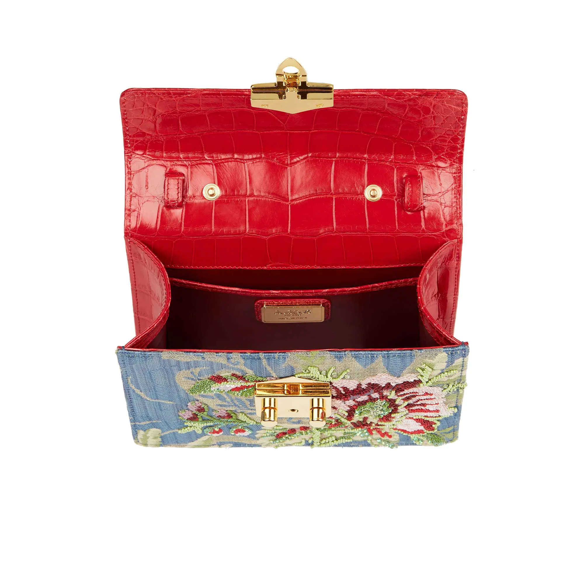 Small Flash Natale Bag in Light Blue Lampas