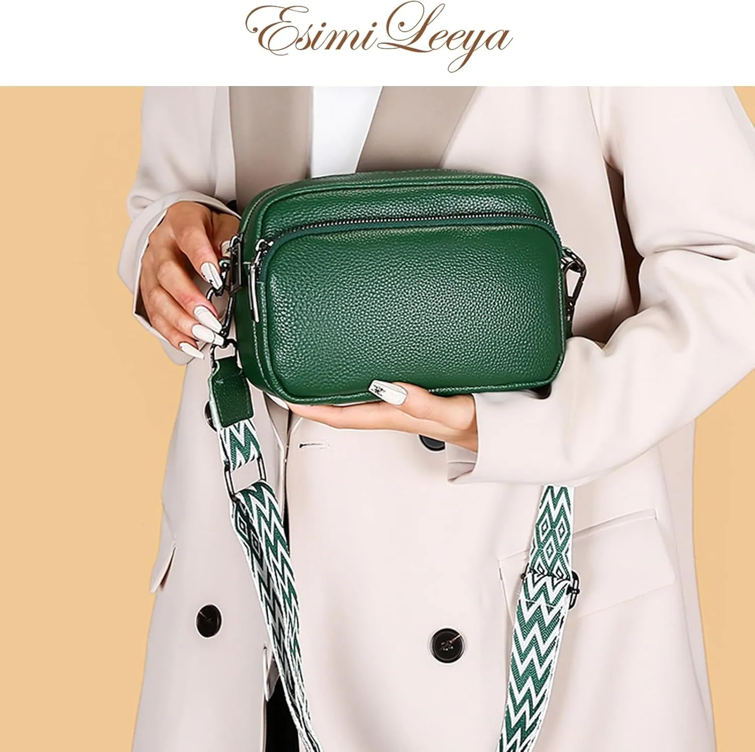 Small Genuine Leather Shoulder Bags for Women with Cell Phone Pocket Purses with Gitar and Leather Strap