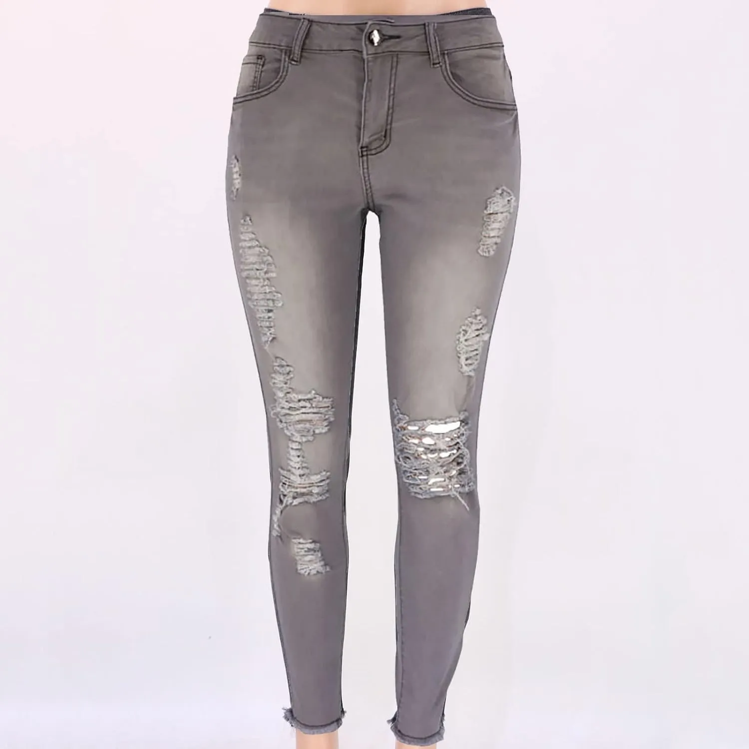SMIDOW High Waisted Jeans for Women Petite Pants Ripped Jeans Tapered Jeans for Ladies Fashion Teen Girls Curvy Slim Fit