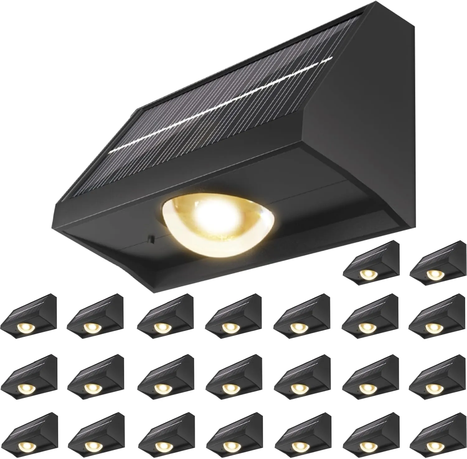 Solar Fence Lights Outdoor Waterproof High Brightness LED Spot Lens Deck Lights 7 Mode Warm & Cool White RGB Solar Powered Wall Lighting Decor for Outside Patio Step Backyard Railing Pool - 24 Pack