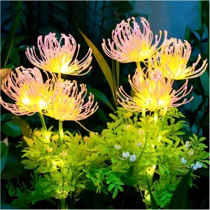 Solar Garden Lights, Solar Flowers Lights with Glowing Flowers & Stems, Upgraded Solar Panel, Outdoor Lights for Garden Decoration,Yard Decor and Gift for Mother (2 Pack)