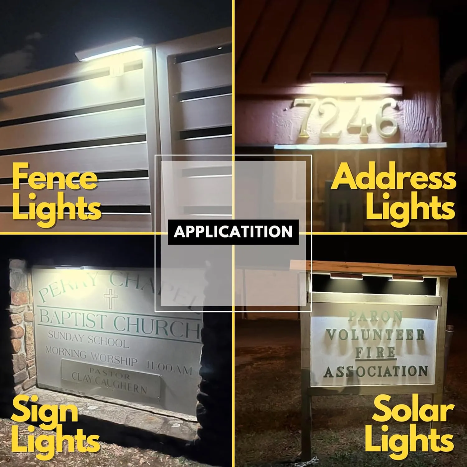 Solar Real Estate Agent Sign Lights Wireless Dusk to Dawn LED Outdoor Lighting Waterproof for Yard Business Light Signboard Post Board Lighting Warm White 2 Pack (Black)