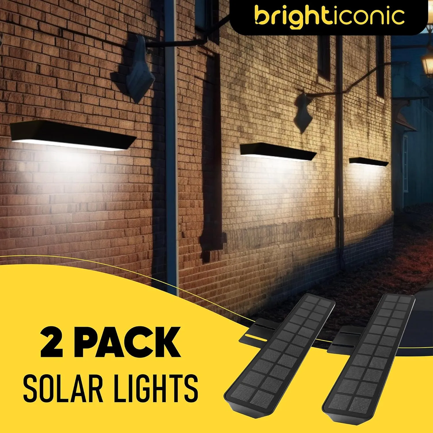 Solar Real Estate Agent Sign Lights Wireless Dusk to Dawn LED Outdoor Lighting Waterproof for Yard Business Light Signboard Post Board Lighting Warm White 2 Pack (Black)