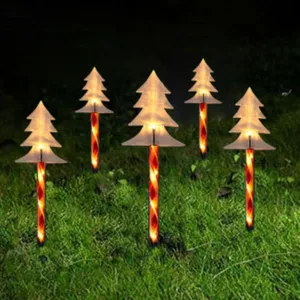 Solar Snowflake Christmas Tree Garden Lights – 5pcs. Waterproof LED Stake Lights for Magical Outdoor Christmas Décor and Year-Round Lawn Illumination