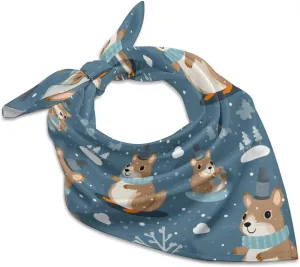 Squirrel in Hat Snows Day Fashion Neck Scarf Head Kerchief Hair Wrap Bandana Headscarf for Women Handbags