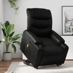 Stand up Massage Recliner Chair Black Faux LeatherLounge Chair Comfy Chair Living Room Chair Suitable for Decks, Living Rooms, and patios.