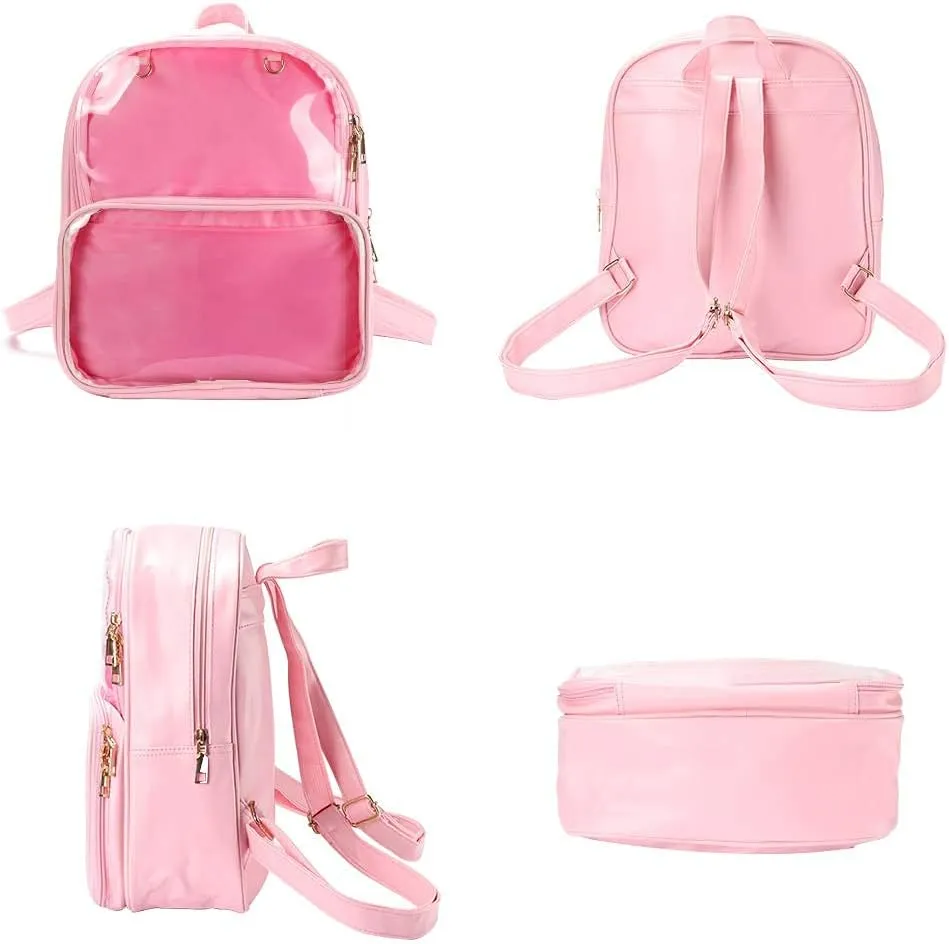 STEAMEDBUN Ita Bag Double Window Candy PU Leather Backpack Kawaii Pins Bag with insert