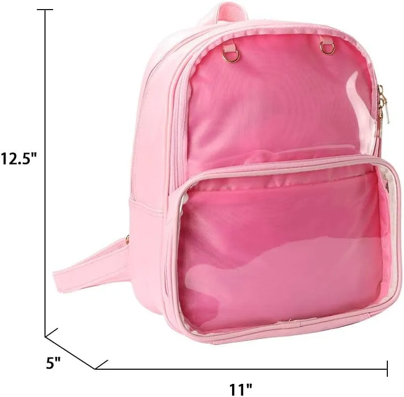 STEAMEDBUN Ita Bag Double Window Candy PU Leather Backpack Kawaii Pins Bag with insert
