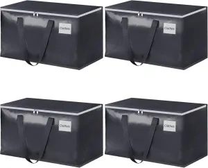 StorageRight Heavy Duty Moving Boxes-Moving Bags with Zipper, Reinforced Handles and Tag Pocket-Collapsible Moving Supplies-Totes for Storage Great for moving, Storage and Travel 93L(Grey-4 Pack)