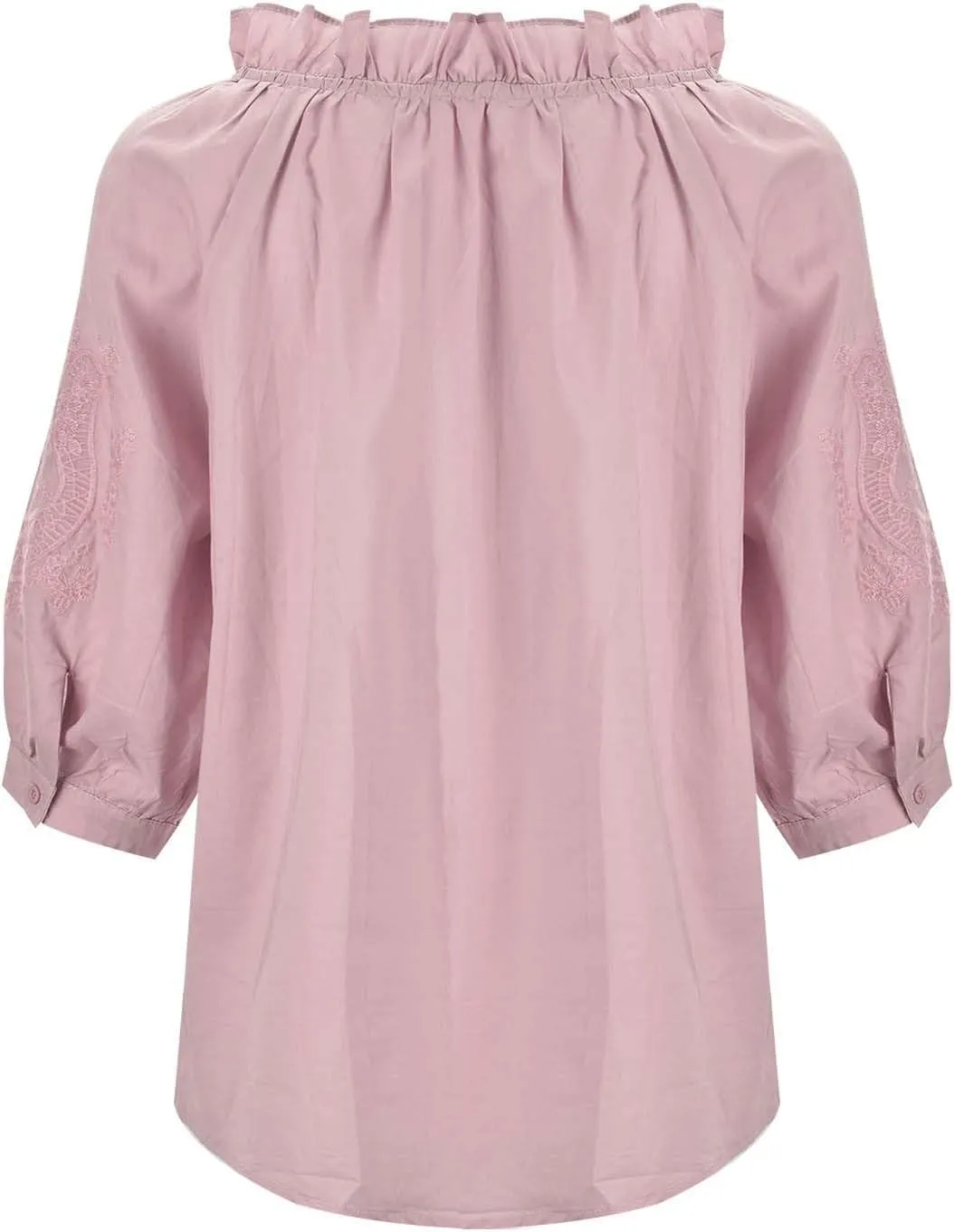 Summer Tops for Women 2025 Retro Embroidered 3/4 Sleeve Boho Tops Cotton Linen Hawaiian Shirts Cruise Outfits 2025