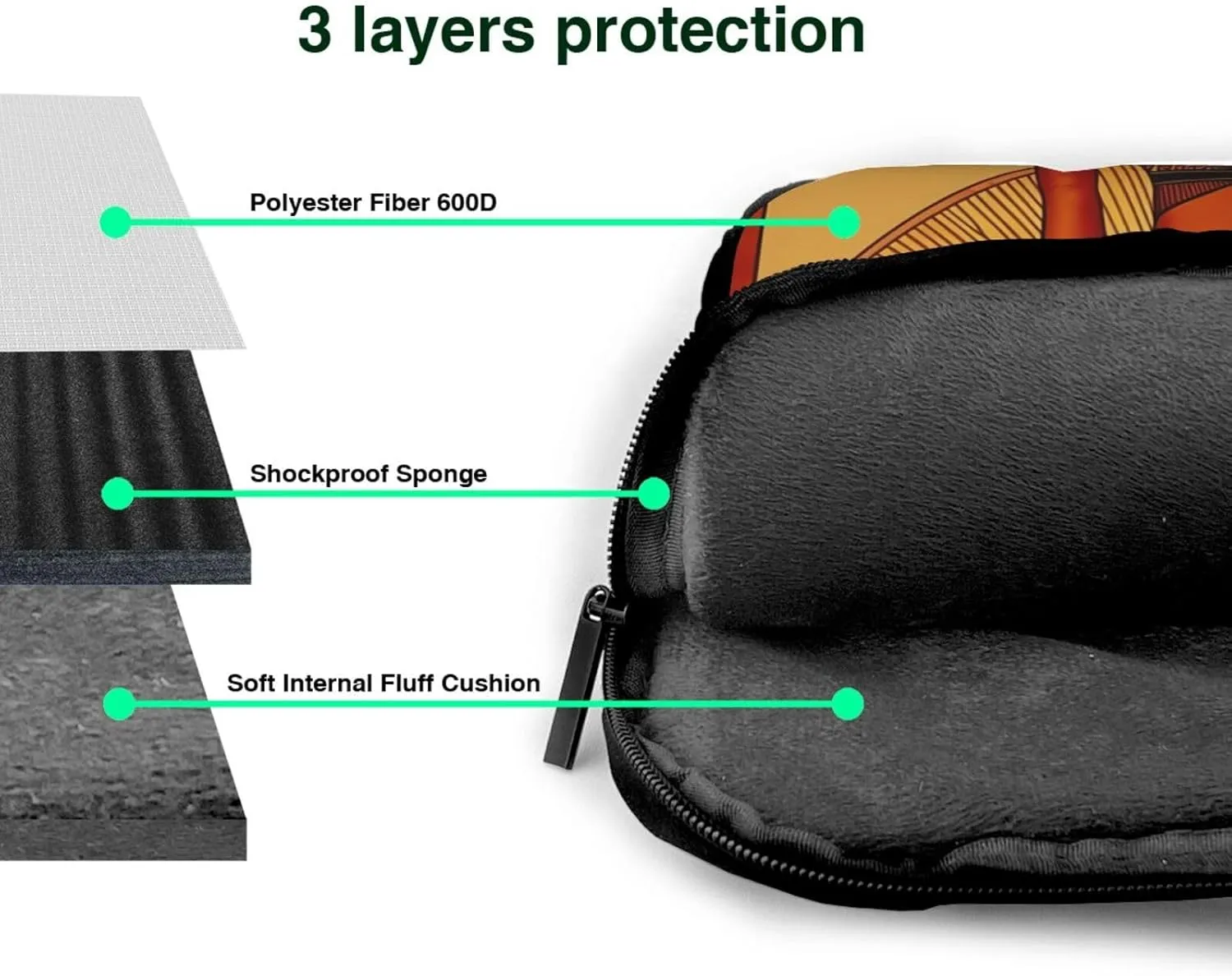 Sun Old Egyptian Timeless Grace Laptop Shoulder Bag Portable Laptop Bag Laptop Case Crossbody Briefcase w/Strap Handle